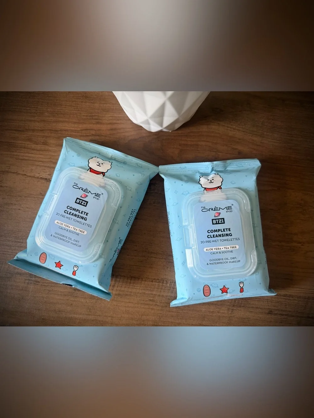 The Créme Shop BT21 Complete Cleansing 20 Wipes - Aloe Vera & Tea Tree| x 2